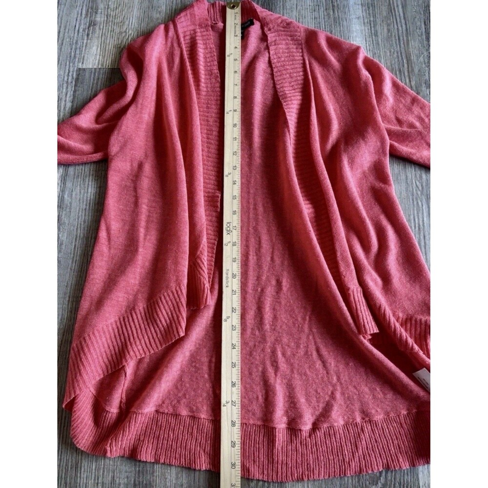 Eileen Fisher Red 100% Linen Open Front Waterfall Cardigan Sweater Size XS - Picture 5 of 8